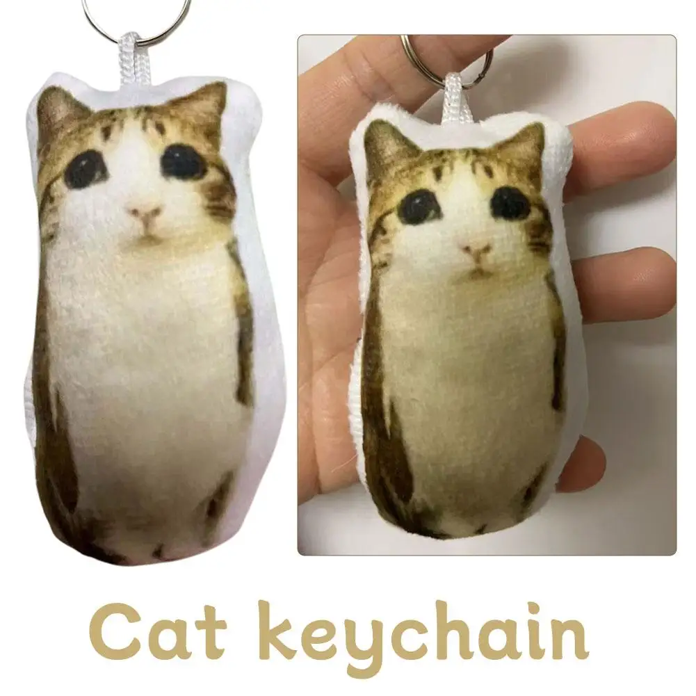 Funny Viral Meowl Cat Plush Sound Keychain, Soft Stuffed Animal Bag Charm, Cute Backpack Pendant Gift for Cat Lovers & Friends