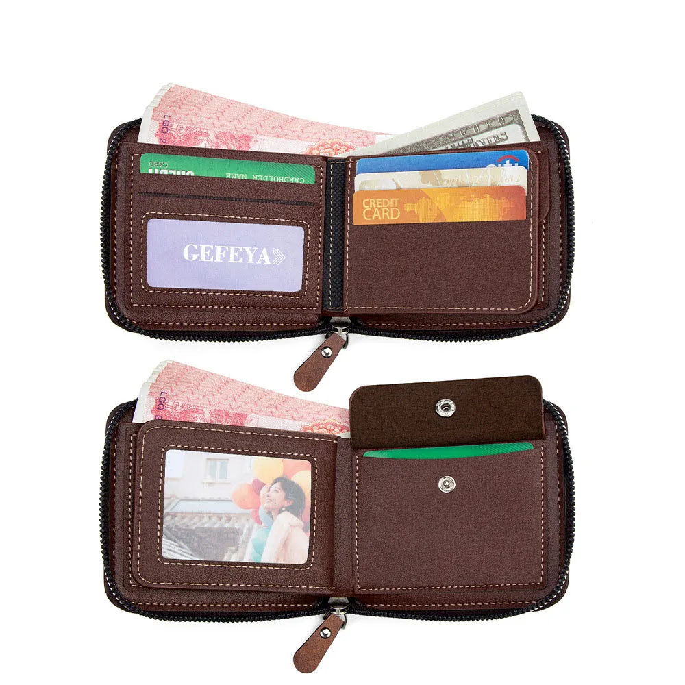 Men's Vintage Short Wallet - Trifold Zipper Coin Purse, Casual Buckle Waist Chain Money Bag, Zero Wallet for Students & Dad Gift