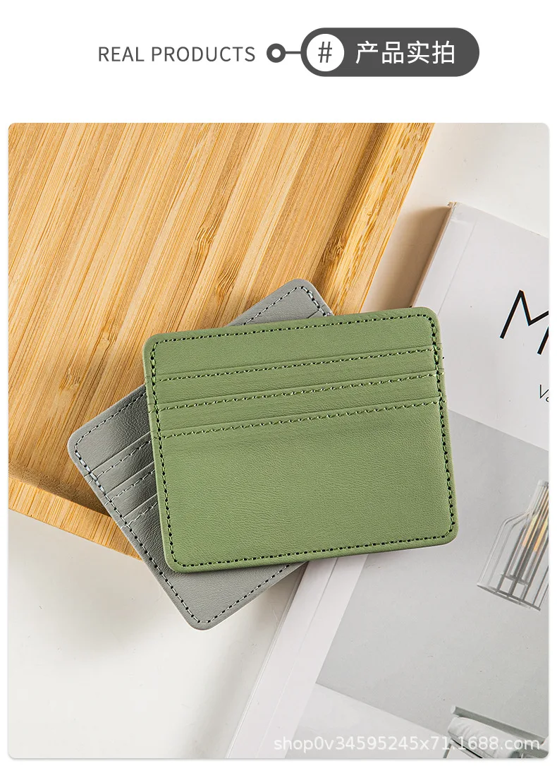 Ultra-thin PU Leather Mini Wallet Slim Bank Credit Card Holder Men's Business Small ID Case for Women Purse 4 Slots Cardholder