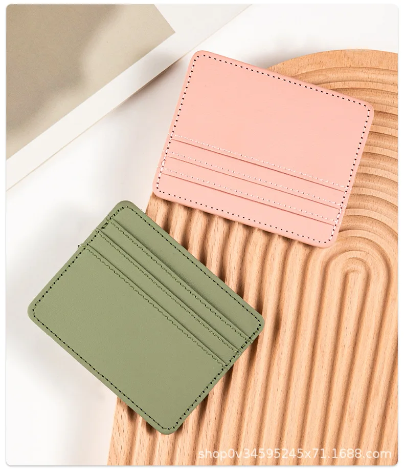 Ultra-thin PU Leather Mini Wallet Slim Bank Credit Card Holder Men's Business Small ID Case for Women Purse 4 Slots Cardholder