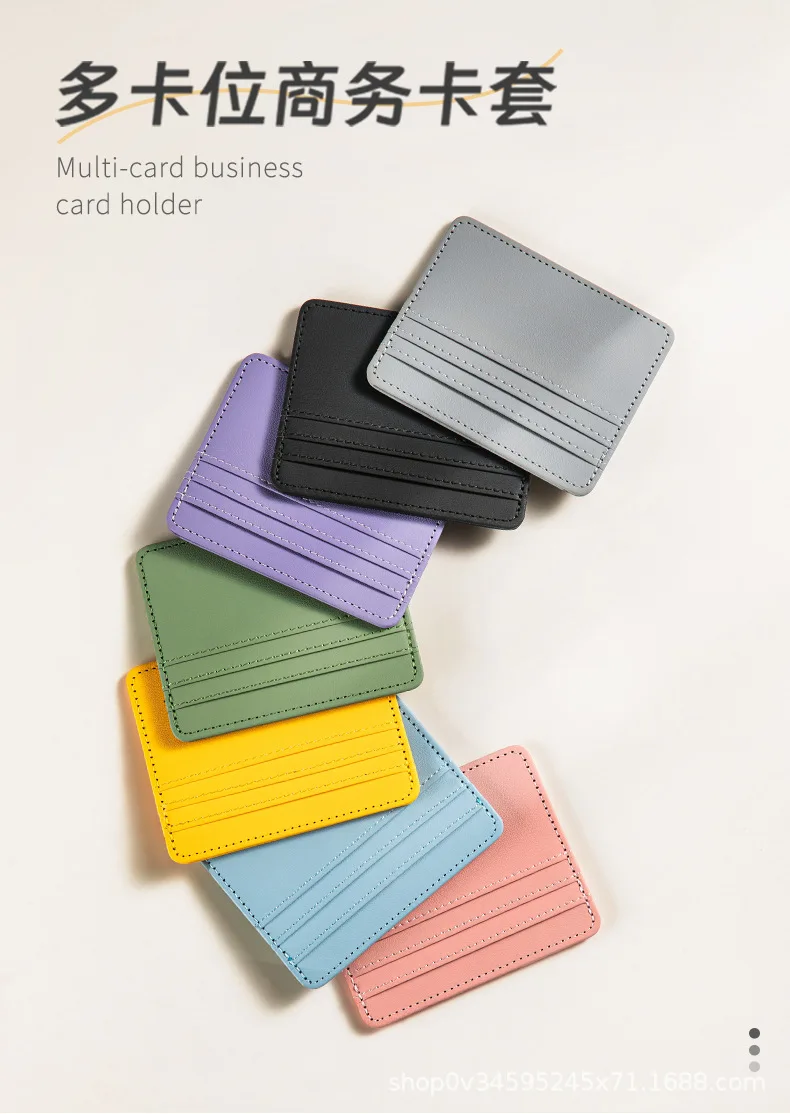 Ultra-thin PU Leather Mini Wallet Slim Bank Credit Card Holder Men's Business Small ID Case for Women Purse 4 Slots Cardholder