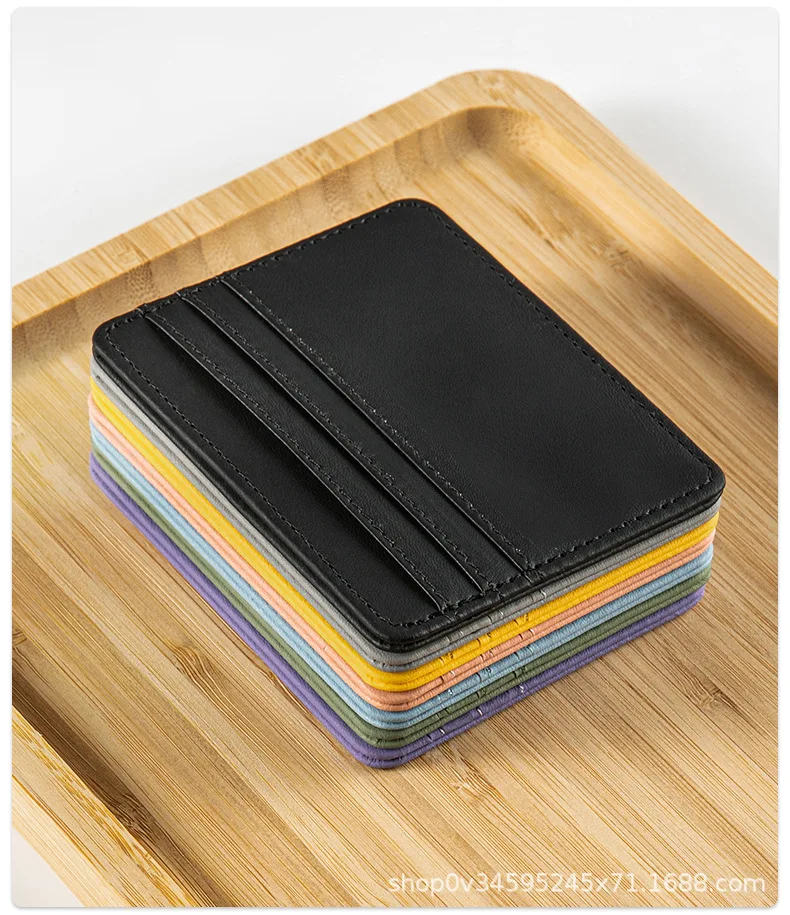 Ultra-thin PU Leather Mini Wallet Slim Bank Credit Card Holder Men's Business Small ID Case for Women Purse 4 Slots Cardholder