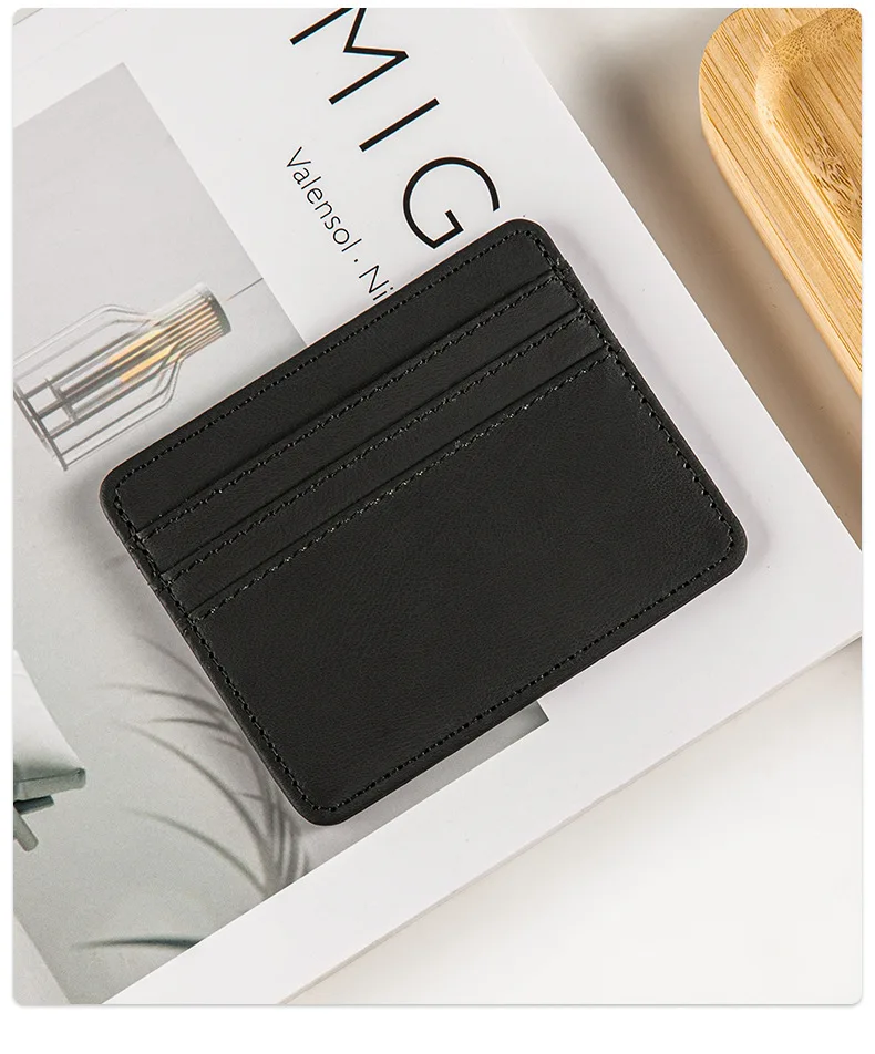 Ultra-thin PU Leather Mini Wallet Slim Bank Credit Card Holder Men's Business Small ID Case for Women Purse 4 Slots Cardholder