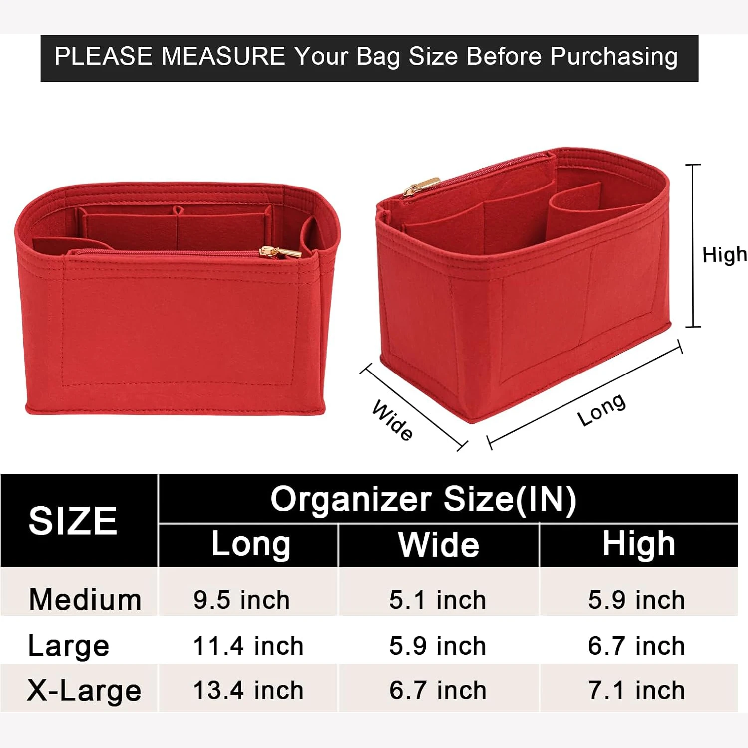Purse Organizer Inserts for Speedy 25 30 35 Felt Purse Inserts HandBag and Tote bag Neverful Organizer Insert