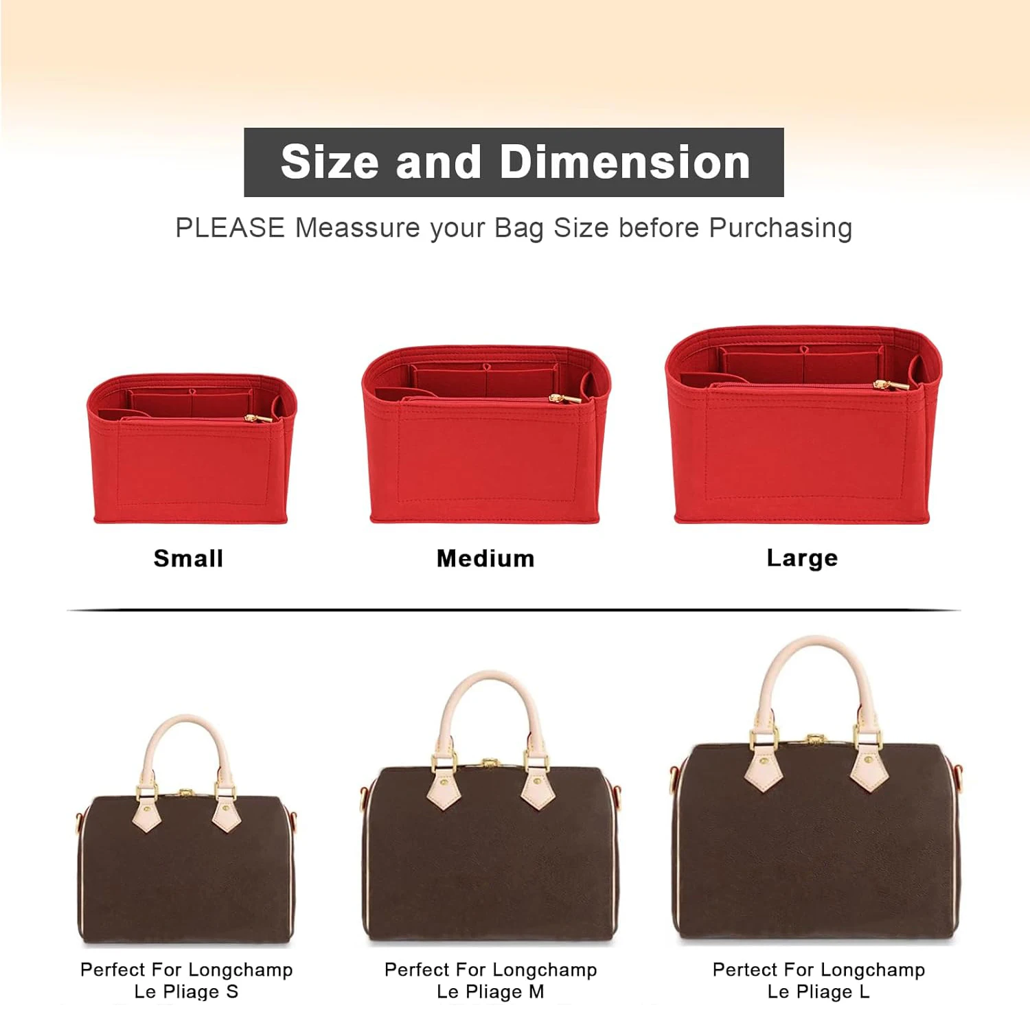 Purse Organizer Inserts for Speedy 25 30 35 Felt Purse Inserts HandBag and Tote bag Neverful Organizer Insert