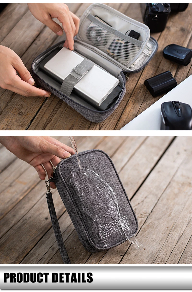 Waterproof Cable Storage Bag, Digital Electronic Organizer Portable USB Data Line ChargerPlug Storage BagTravel Cable Organizer