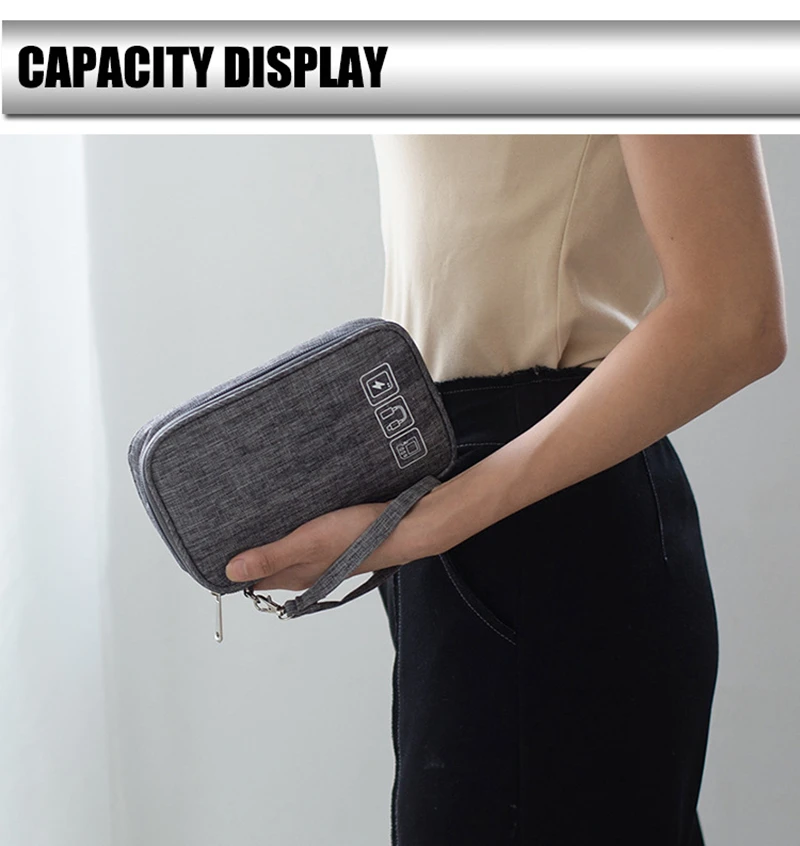 Waterproof Cable Storage Bag, Digital Electronic Organizer Portable USB Data Line ChargerPlug Storage BagTravel Cable Organizer