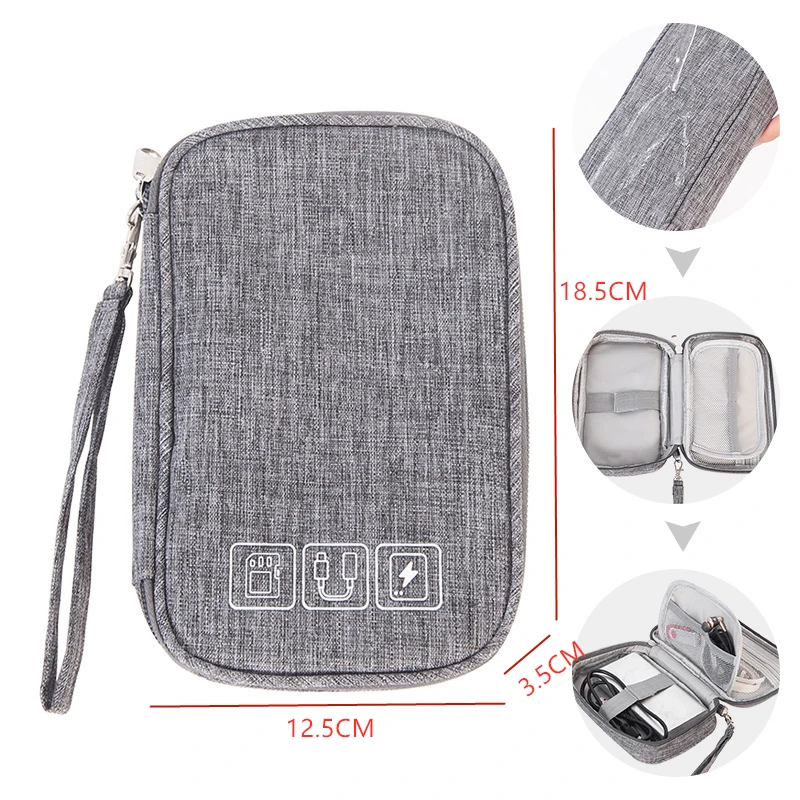 Waterproof Cable Storage Bag, Digital Electronic Organizer Portable USB Data Line ChargerPlug Storage BagTravel Cable Organizer