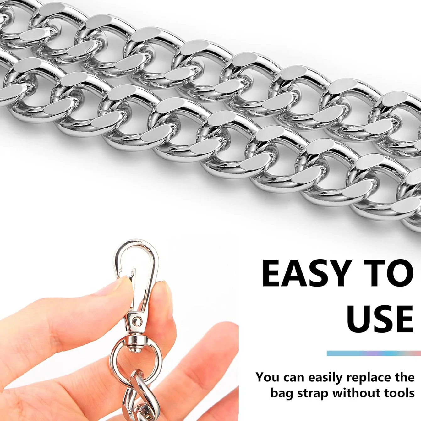Metal Aluminum Bag Chain Replacement Parts Accessories for Hand-Woven Shoulder Handbag DIY Handmade Detachable Straps
