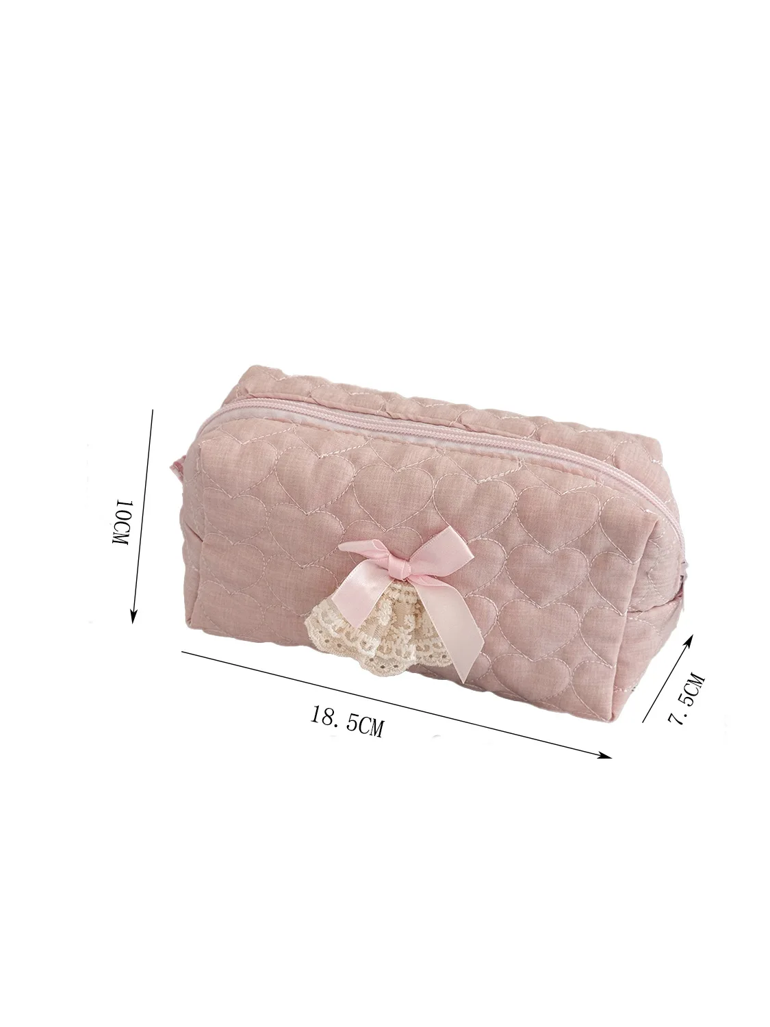 Pink Rose Sweetheart Cosmetic Storage Bag Aesthetic Cute Lace Trim Makeup Pouch Large Capacity Vintage Cosmetic Organizer Bags