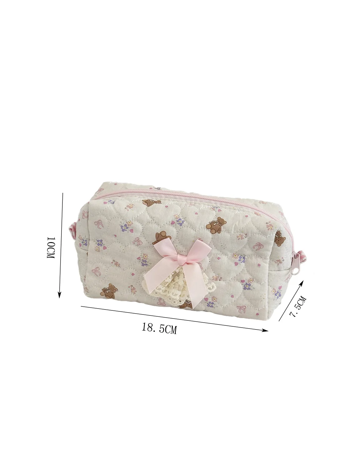 Pink Rose Sweetheart Cosmetic Storage Bag Aesthetic Cute Lace Trim Makeup Pouch Large Capacity Vintage Cosmetic Organizer Bags