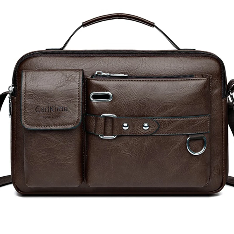 Men's Retro Messenger Bag with Waterproof Design, Large Capacity Laptop Briefcase for Office Work, Travel and School
