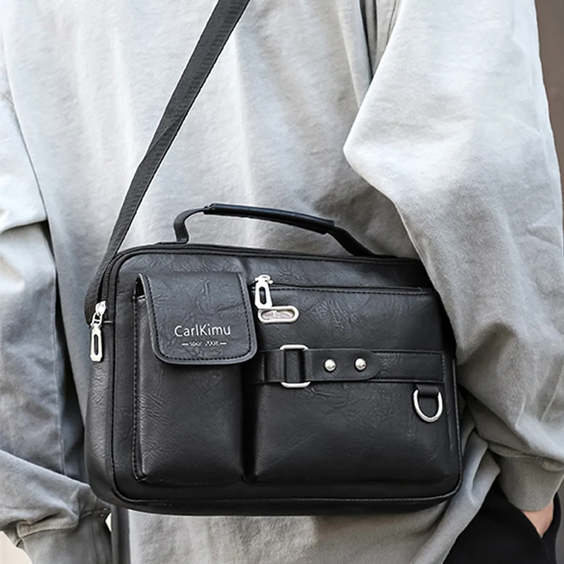 Men's Retro Messenger Bag with Waterproof Design, Large Capacity Laptop Briefcase for Office Work, Travel and School