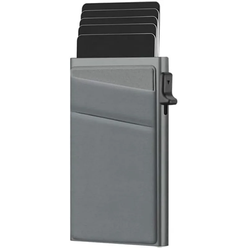 Men's Card Holder Ultra-thin Aluminum Wallet with RFID Protection and Coin Compartment