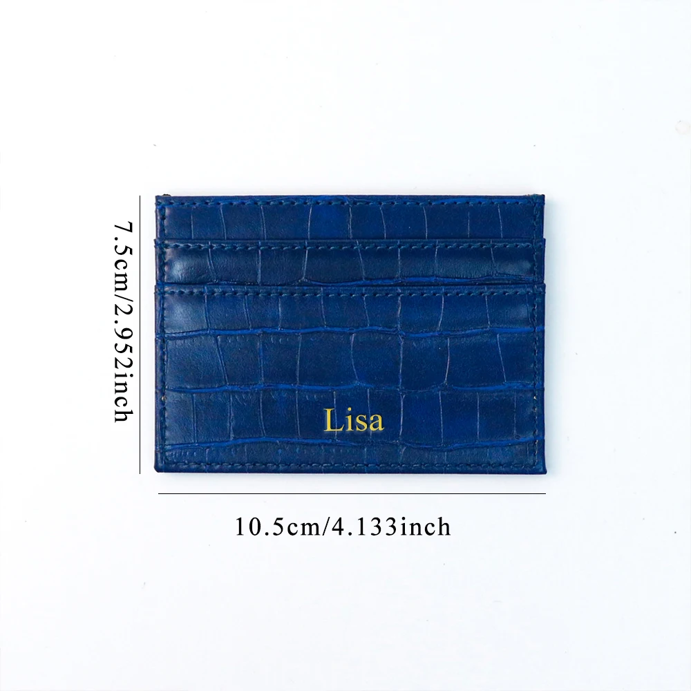 Customizable Name Letter Crocodile Pattern PU Simple and High-End Multi-Color Women's Gift Multi-Slot Coin Purse Card Case