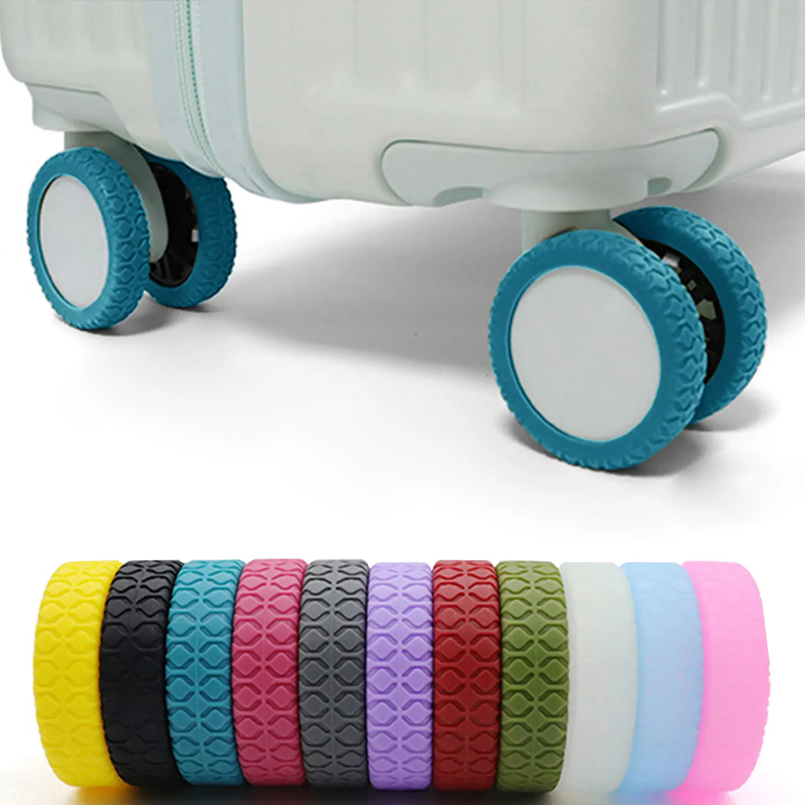 8pcs Travel Suitcases Wheel Covers Anti Slip Wear Resistant Silicone Silents Protection Cover For Carry On Luggage Caster Sleeve