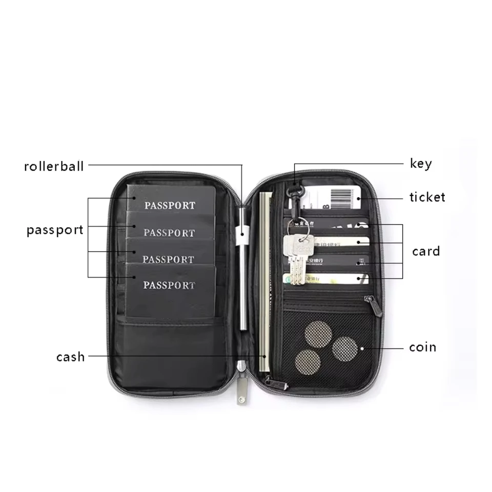 RFID Blocking Passport Wallet Family Passport Holder Multi Functional Document Case Organizer Travel Accessories Document Bag