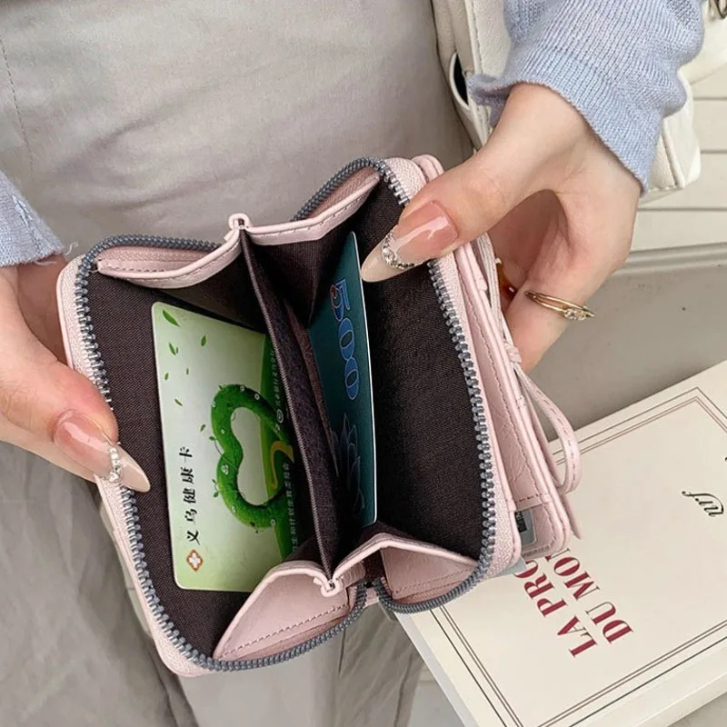 Women's Bow Lace Up Wallet Ultra Thin Multi Card Slot Zipper Coin Purse Portable Cute Small Card Holder