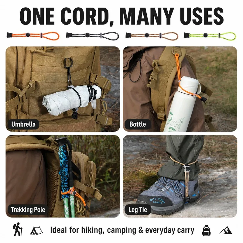 Multifunction Elastic Gear Cord 3.5mm Adjustable Backpack Strap for Bottle Umbrella Hiking