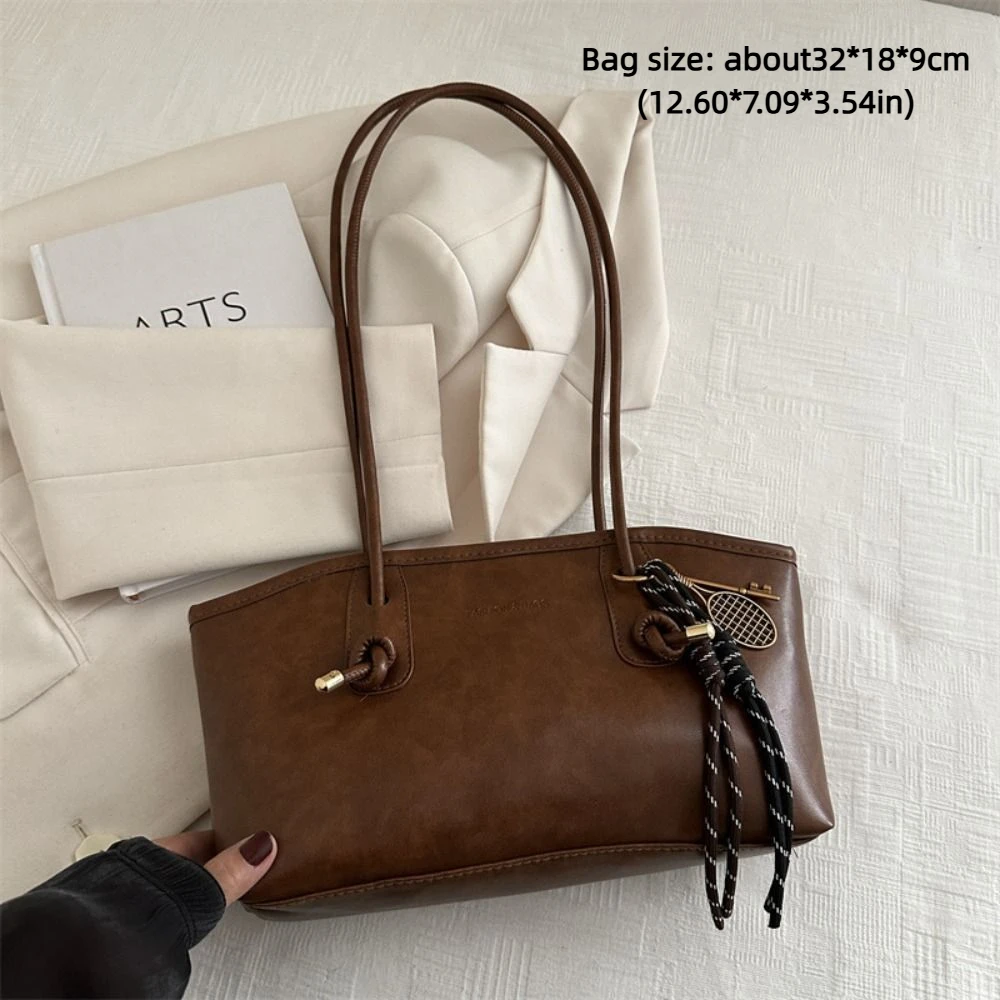 Y2K Trend Large Capacity Work Shoulder Bag Solid Color Simple Lady Handbags PU Leather Tote Bag Women Female