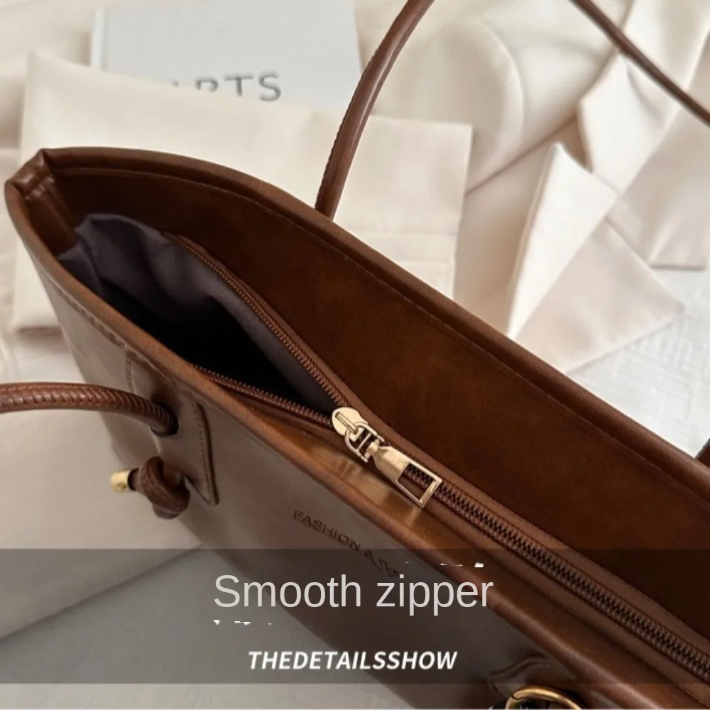 Y2K Trend Large Capacity Work Shoulder Bag Solid Color Simple Lady Handbags PU Leather Tote Bag Women Female