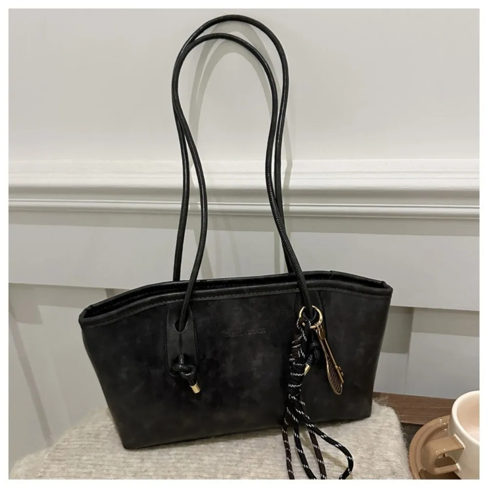 Y2K Trend Large Capacity Work Shoulder Bag Solid Color Simple Lady Handbags PU Leather Tote Bag Women Female