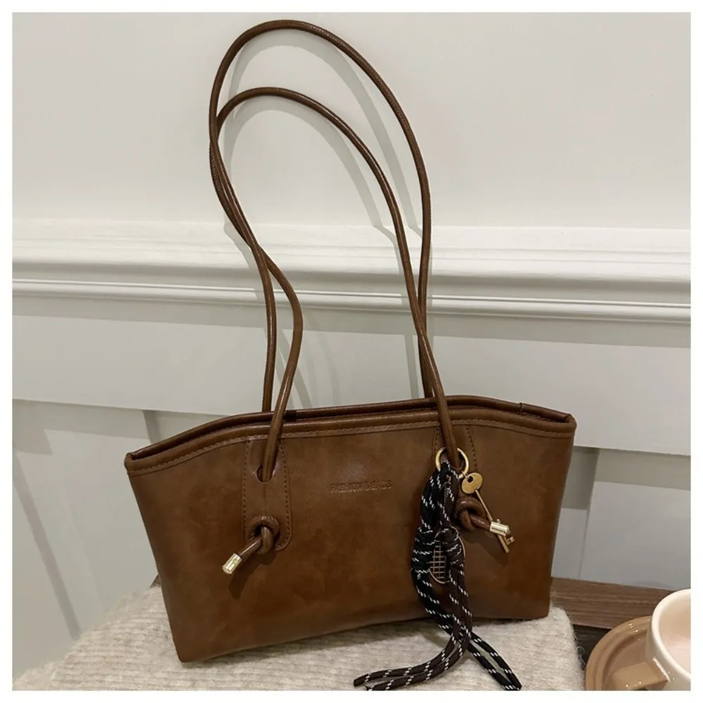 Y2K Trend Large Capacity Work Shoulder Bag Solid Color Simple Lady Handbags PU Leather Tote Bag Women Female