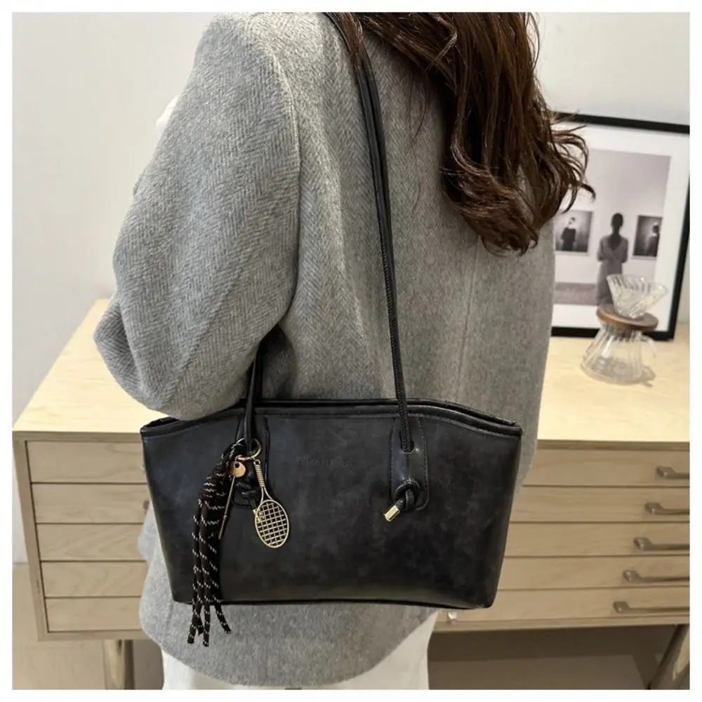 Y2K Trend Large Capacity Work Shoulder Bag Solid Color Simple Lady Handbags PU Leather Tote Bag Women Female