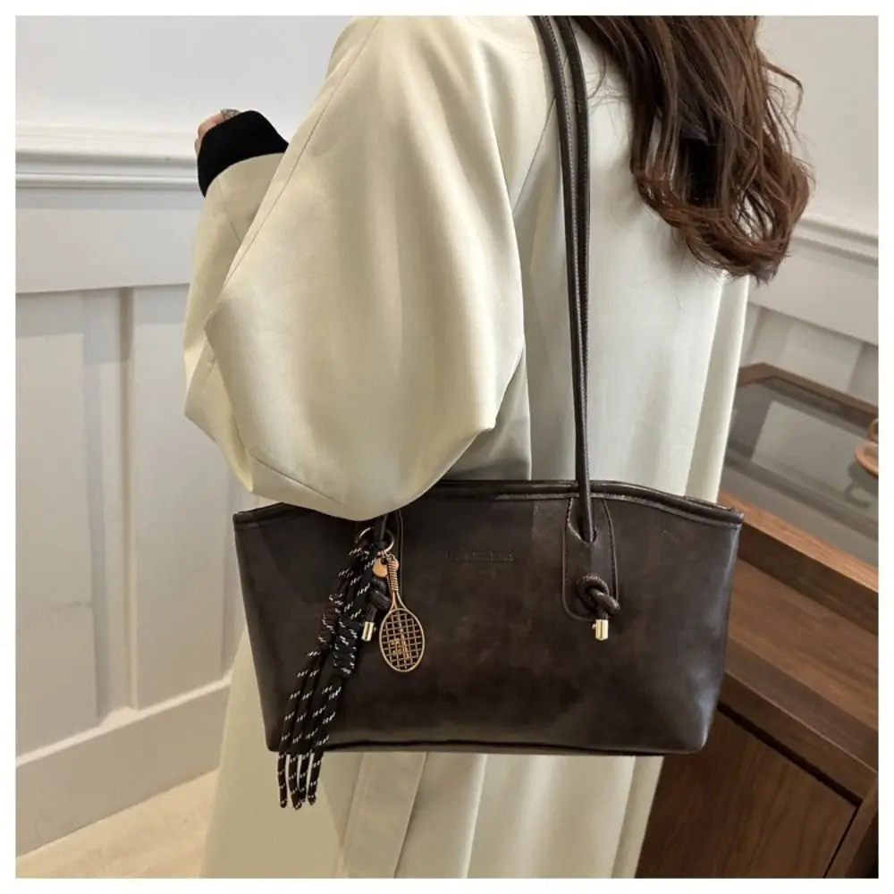 Y2K Trend Large Capacity Work Shoulder Bag Solid Color Simple Lady Handbags PU Leather Tote Bag Women Female