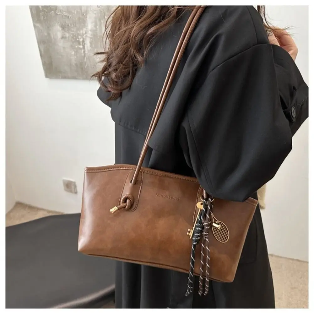 Y2K Trend Large Capacity Work Shoulder Bag Solid Color Simple Lady Handbags PU Leather Tote Bag Women Female
