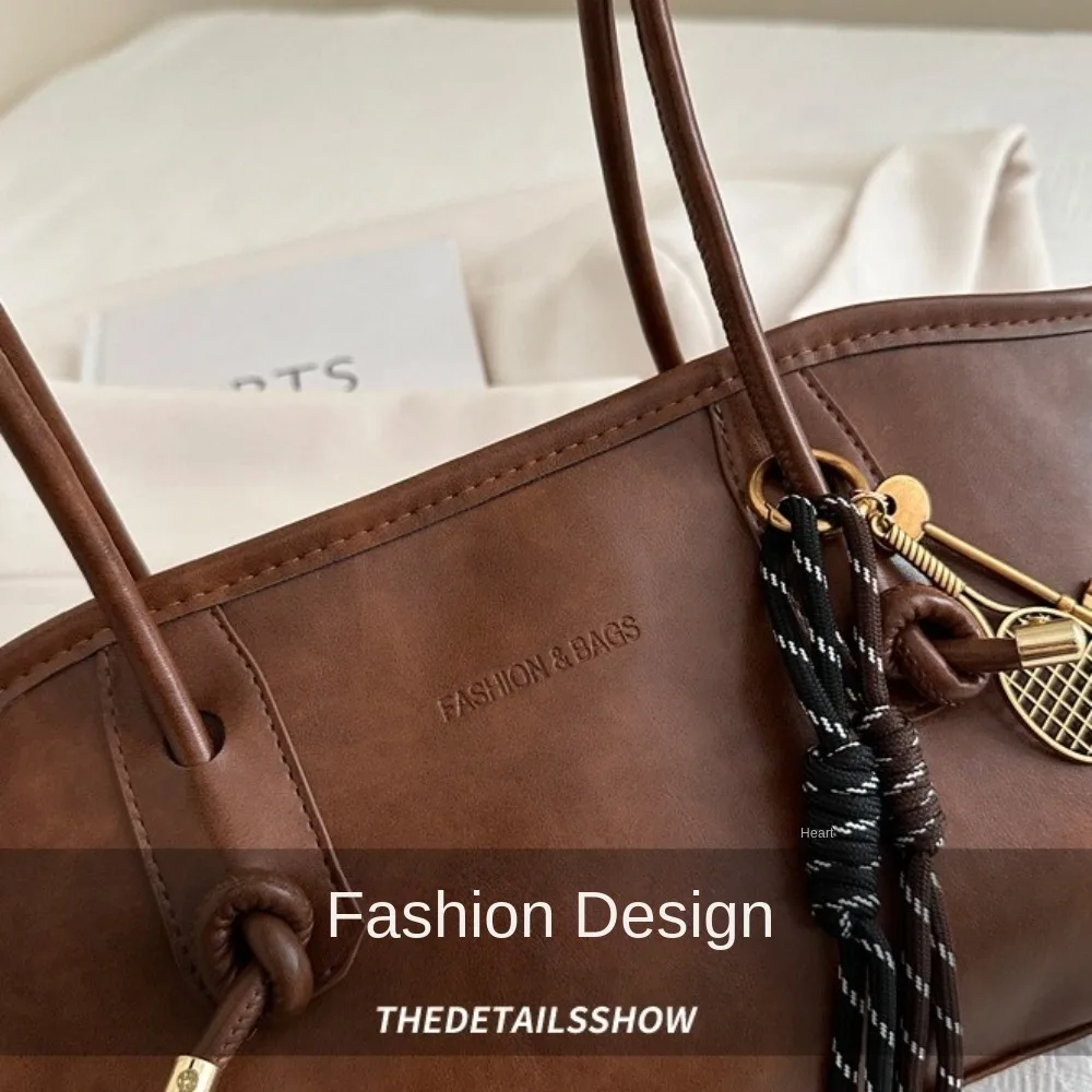 Y2K Trend Large Capacity Work Shoulder Bag Solid Color Simple Lady Handbags PU Leather Tote Bag Women Female