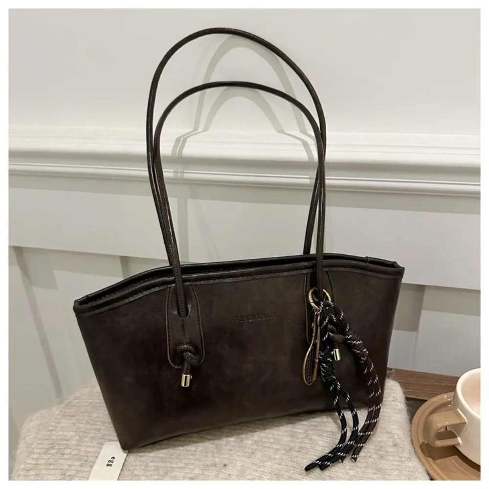 Y2K Trend Large Capacity Work Shoulder Bag Solid Color Simple Lady Handbags PU Leather Tote Bag Women Female