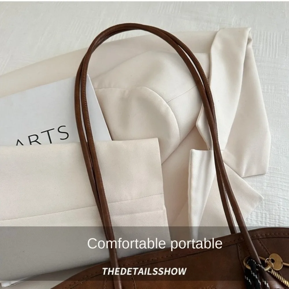 Y2K Trend Large Capacity Work Shoulder Bag Solid Color Simple Lady Handbags PU Leather Tote Bag Women Female