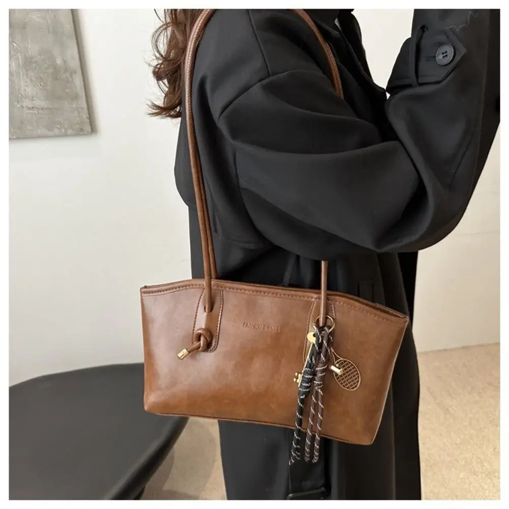 Y2K Trend Large Capacity Work Shoulder Bag Solid Color Simple Lady Handbags PU Leather Tote Bag Women Female