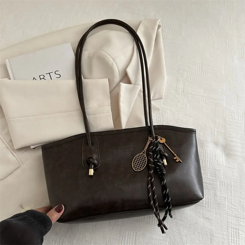 Y2K Trend Large Capacity Work Shoulder Bag Solid Color Simple Lady Handbags PU Leather Tote Bag Women Female