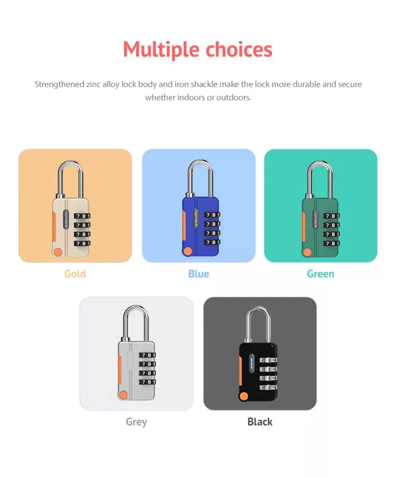 Security Steel Cable with 4 Digit Combination Lock 1 Set Travel Padlock 1m Coated Safety Wire Rope Double Loop for Luggage Bag