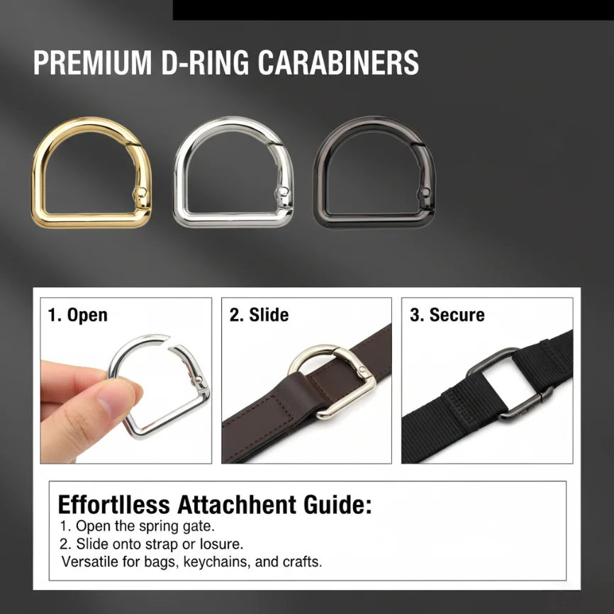 5-10 Pcs D Shape Type Spring Ring Openable Leather Bag Handbag Strap Buckle Connect Keyring Pendant Dog Chain Snap Clasp Clip 