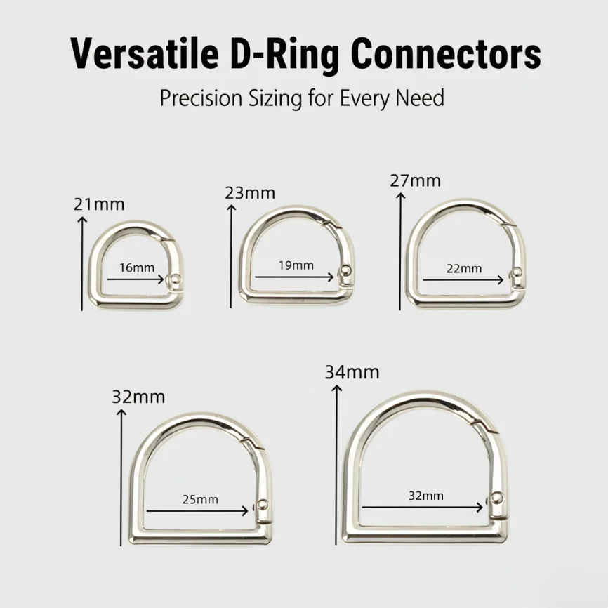 5-10 Pcs D Shape Type Spring Ring Openable Leather Bag Handbag Strap Buckle Connect Keyring Pendant Dog Chain Snap Clasp Clip 