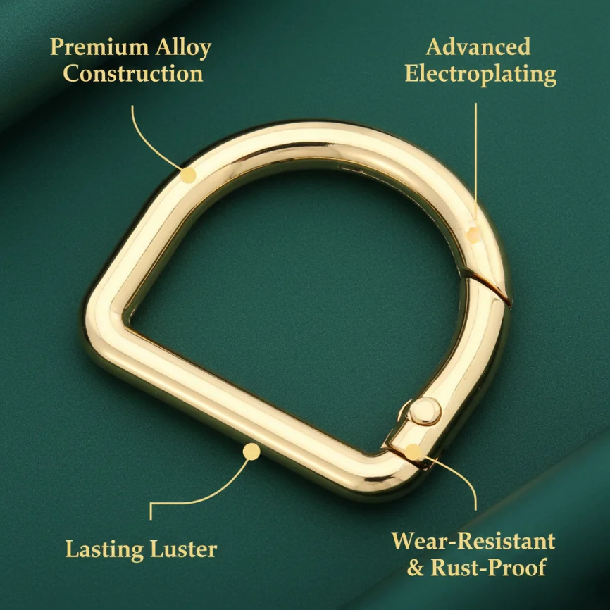 5-10 Pcs D Shape Type Spring Ring Openable Leather Bag Handbag Strap Buckle Connect Keyring Pendant Dog Chain Snap Clasp Clip 
