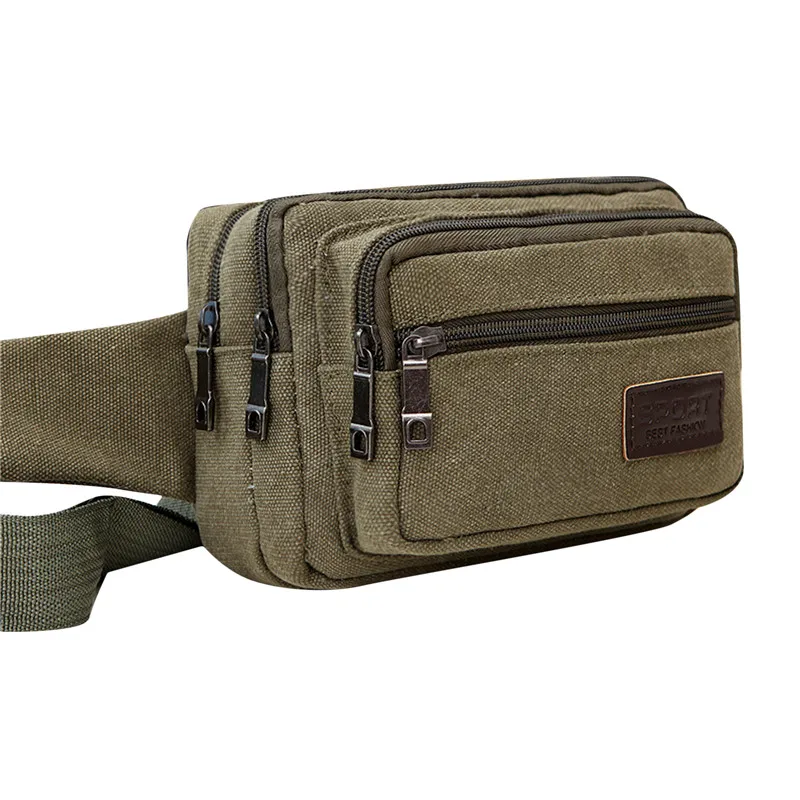 Canvas Waist Bag Outdoor Sports Multifunctional Male Waist Pack High Quality Durable High-capacity Bags Portable Phone Purse