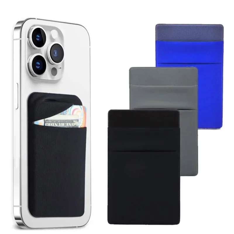 Fashion Elastic Cloth Phone Card Holder Adhesive Sticker Pocket Wallet Case for Mobile Credit ID Card and Money Bag Storage
