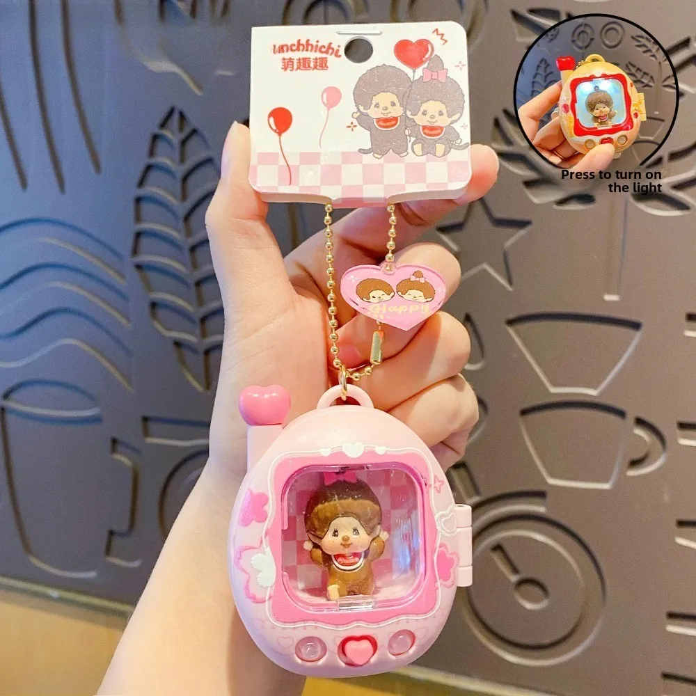 Retro Tv Doll Keychain Light Up Miniature Plastic Blind Box Charm Press To Shine Aesthetic Y2k Bag Gifts For Women And Teens