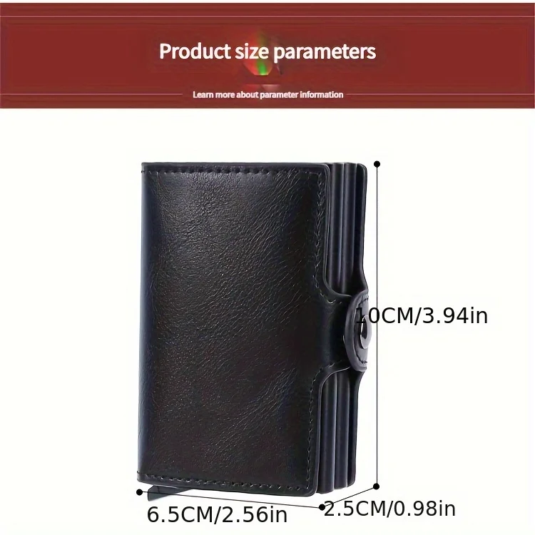 Double-Layer Aluminum Pop-Up RFID Blocking Card Holder Carbon Fiber Pattern PU Wallet Wear Men Accessory Gift for Father's Day