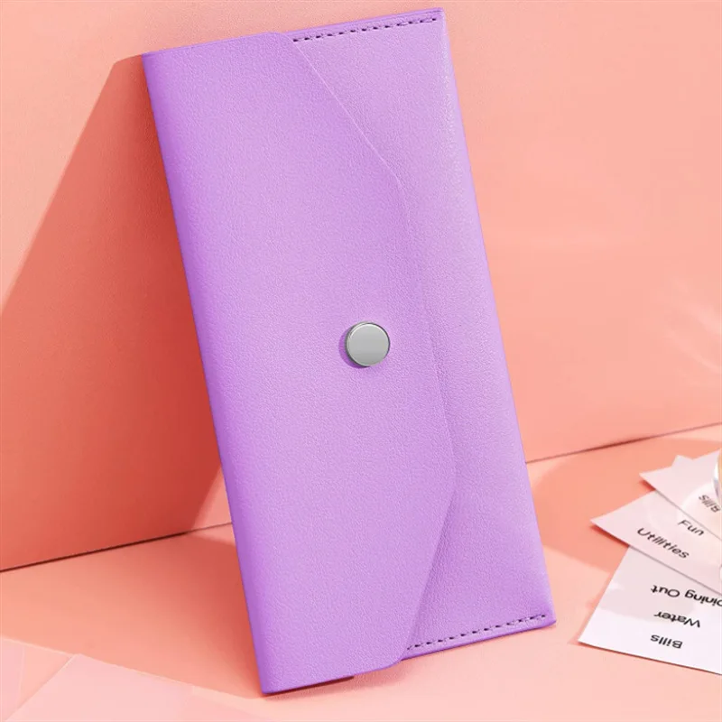 Ultra-thin Cash Envelope Wallet Wear-resistant PU Leather Money Binder Organizer Waterproof Pouch Name Card Holder Male Female