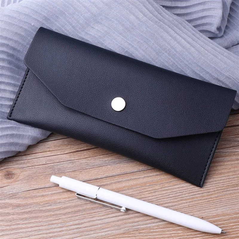 Ultra-thin Cash Envelope Wallet Wear-resistant PU Leather Money Binder Organizer Waterproof Pouch Name Card Holder Male Female