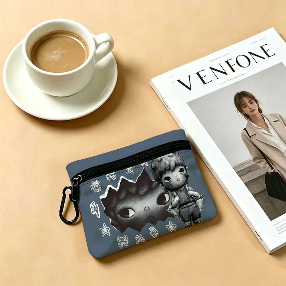 H-Hirono Mysterious-Artistic Oxford Coin Wallet Detachable Carabiner Hook Compact Storage Bag For Outdoor Shopping Accessory
