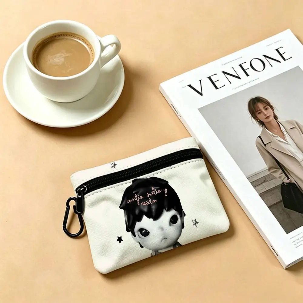 H-Hirono Mysterious-Artistic Oxford Coin Wallet Detachable Carabiner Hook Compact Storage Bag For Outdoor Shopping Accessory