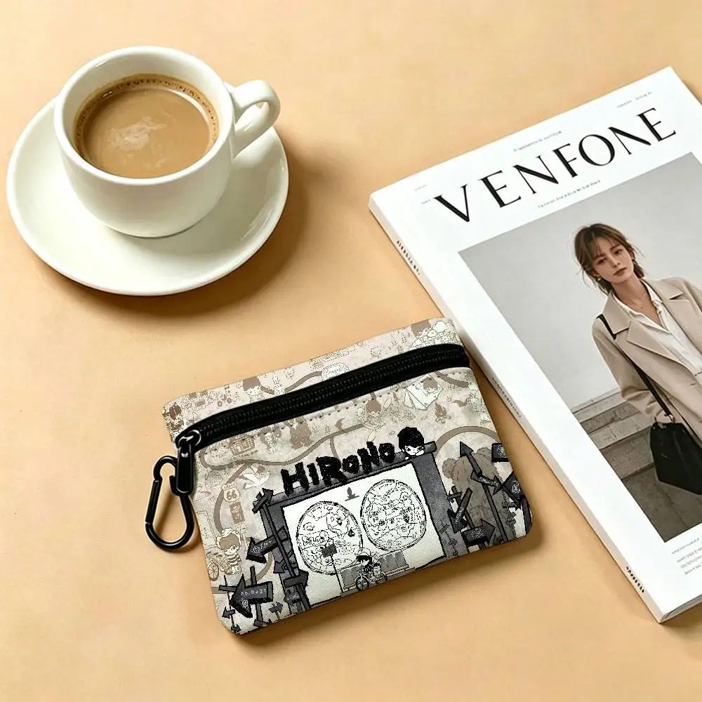 H-Hirono Mysterious-Artistic Oxford Coin Wallet Detachable Carabiner Hook Compact Storage Bag For Outdoor Shopping Accessory