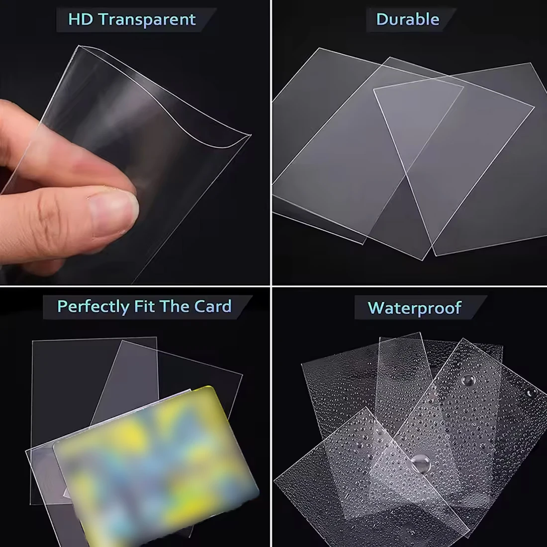 66x91mm Clear Card Sleeves 100/300Pcs Transparent Card Protector Anti-scratch Dustproof Storage Bags For Collectible Game Cards
