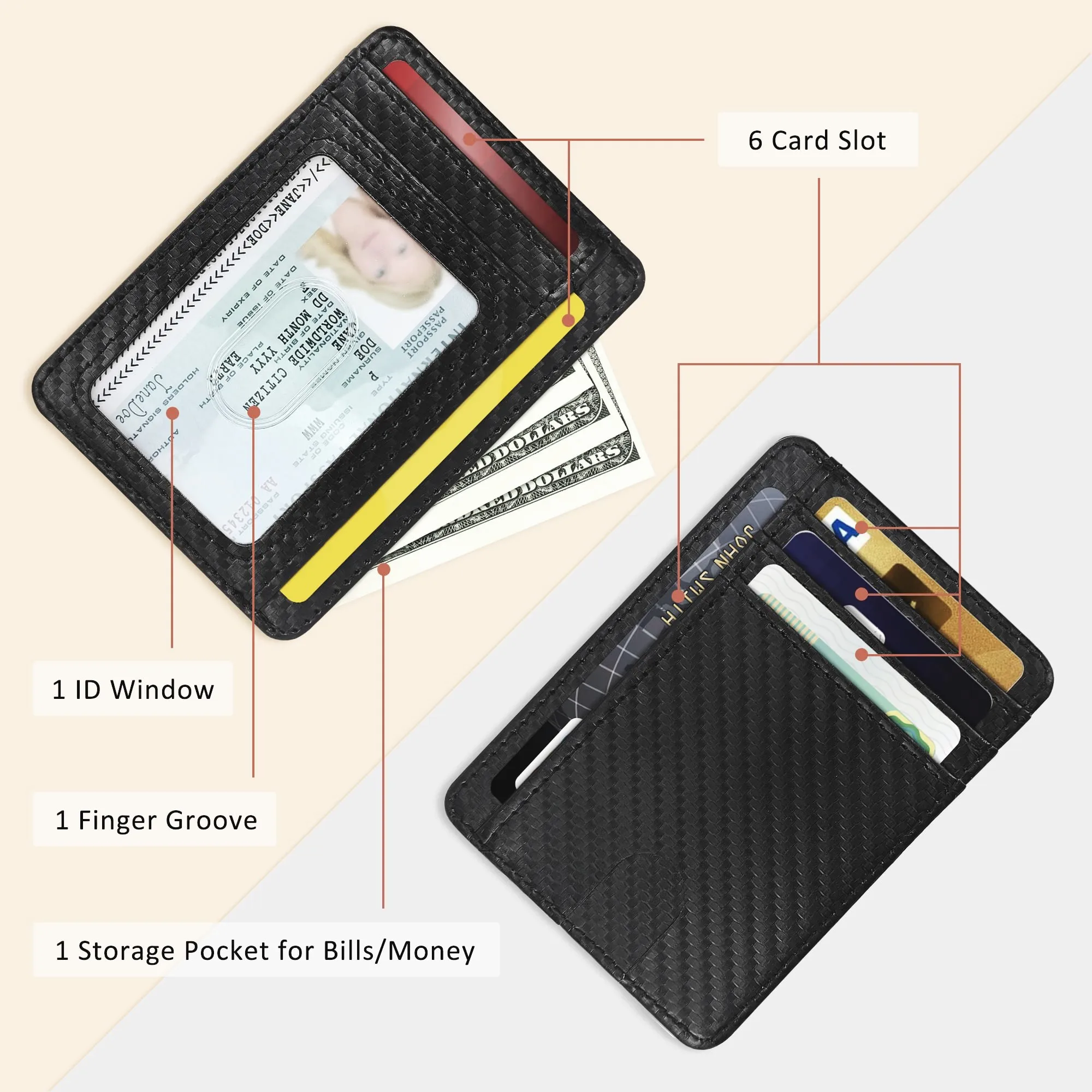 Slim Minimalist Front Pocket RFID Blocking Wallets for Men and Women